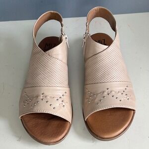 Miz Mooz sandals size 7.5 / 8 Darcie Cream Perforated Studded Flat Portugal